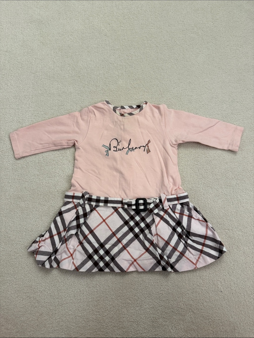 Burberry pink and plaid baby dress 6 months